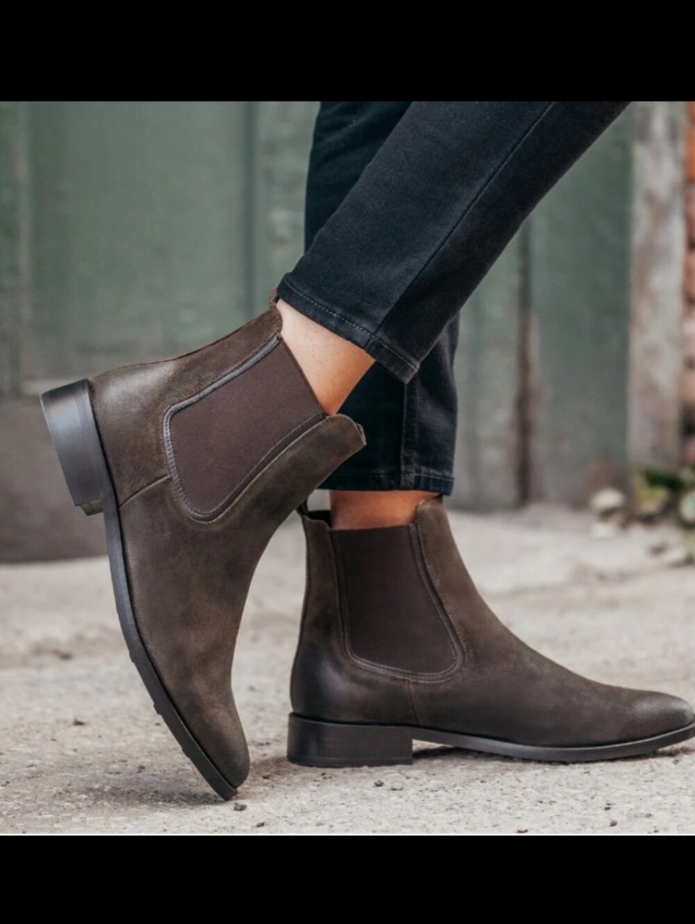 Women's "Dutchess" Chelsea Boots in Olive Brown Suede